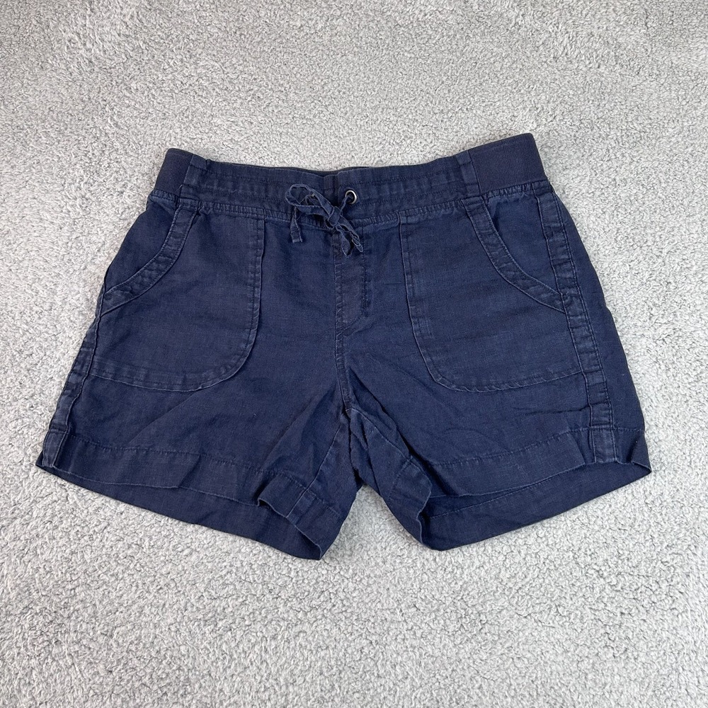 Athleta Navy Blue Drawstring Linen-Blend Women’s Shorts